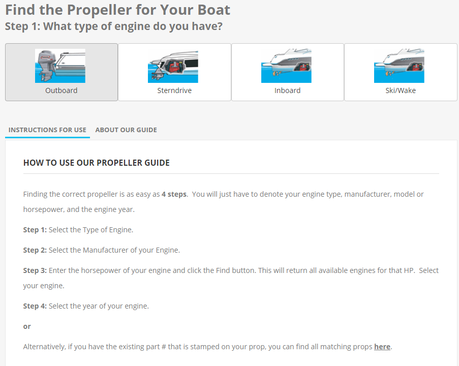 boat propeller selector